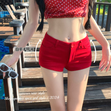 批发实拍实价骨盆垫短裤显瘦辣妹中低腰韩版超短裤热裤时尚带垫弧形