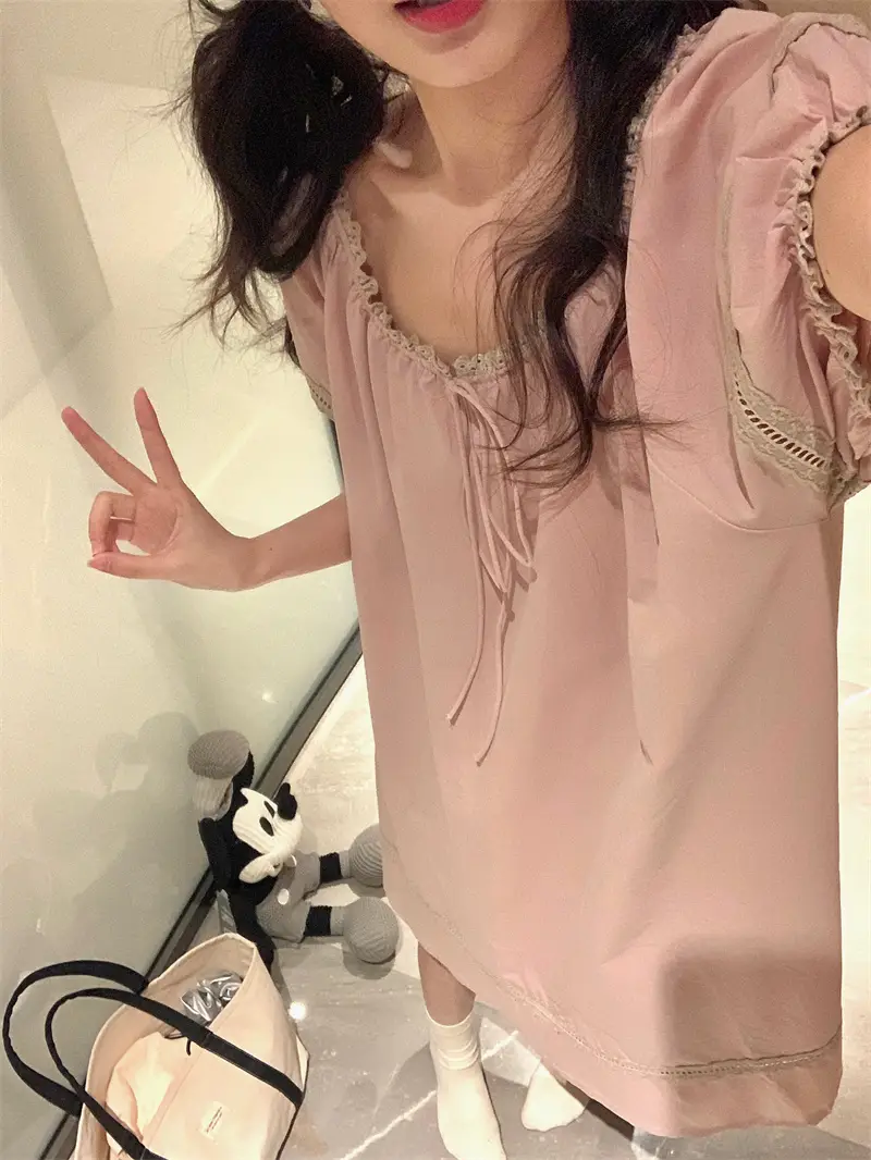 루즈핏 면 라운드넥 홈웨어 세트 상세 이미지 3