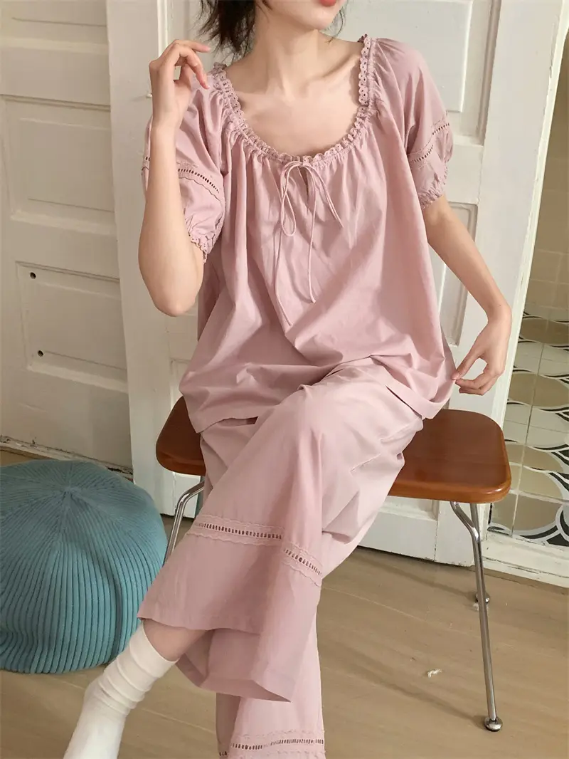 루즈핏 면 라운드넥 홈웨어 세트 상세 이미지 6