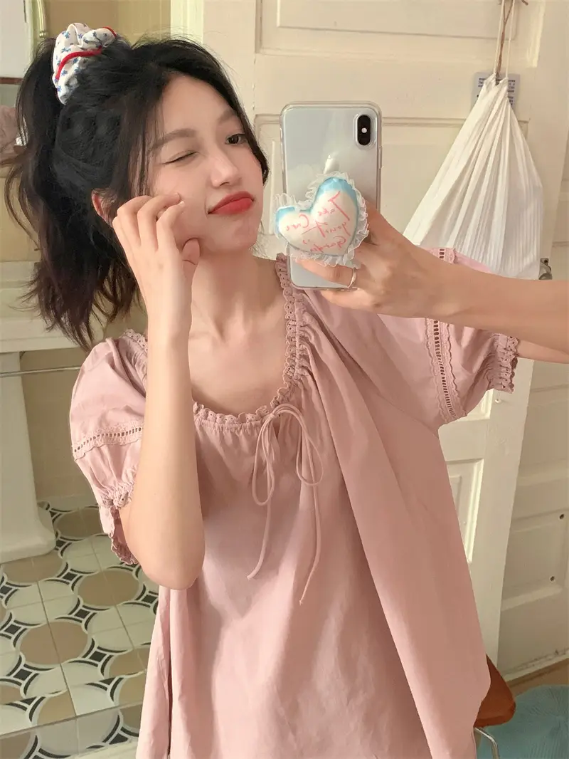 루즈핏 면 라운드넥 홈웨어 세트 상세 이미지 7