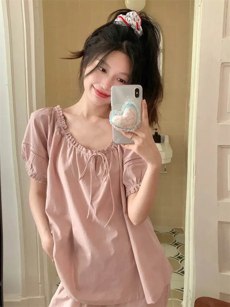 루즈핏 면 라운드넥 홈웨어 세트 상세 이미지 10