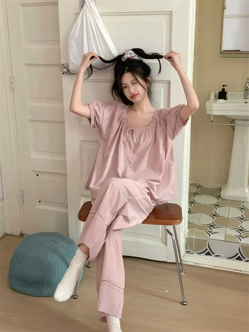 루즈핏 면 라운드넥 홈웨어 세트 상세 이미지 12