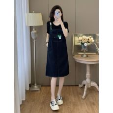 批发假两件牛仔连衣裙女夏季2026新款时尚洋气胖mm宽松遮肉显瘦<b class='q'>背带</b>裙