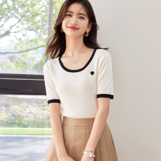 实拍◆有◆2026夏季新款撞色圆领冰冰凉凉透气短袖针织衫