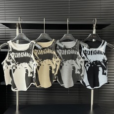 批发2026夏新款时尚拼色字母休闲上衣独特别致设计感柳钉涂鸦无袖背心