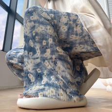 批发外贸原版大码女装春夏宽松小雏菊扎染阔腿裤女装设计新款高腰显瘦