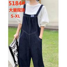 批发<b class='q'>欧洲站</b>薄款软牛仔裤宽松背带裤灯笼袖T恤<b class='q'>套装</b>女夏两件套减龄2022