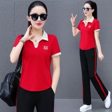 批发官图  时尚运动服套装女士2026夏季新款小个子休闲短袖长裤两件套