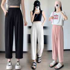 批发~大码冰丝<b class='q'>哈伦</b><b class='q'>运动裤</b>女夏季薄款百搭九分显瘦休闲裤
