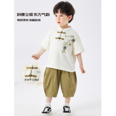 批发男宝宝夏季唐装套装2024新款中国风<b class='q'>儿童</b>汉服古装<b class='q'>演出服</b>