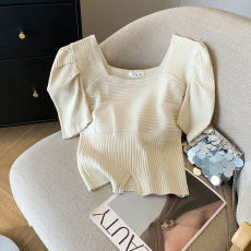 批发实拍 大货2026夏季新款设计感甜辣妹上衣T恤泡泡袖纯欲风针织衫女