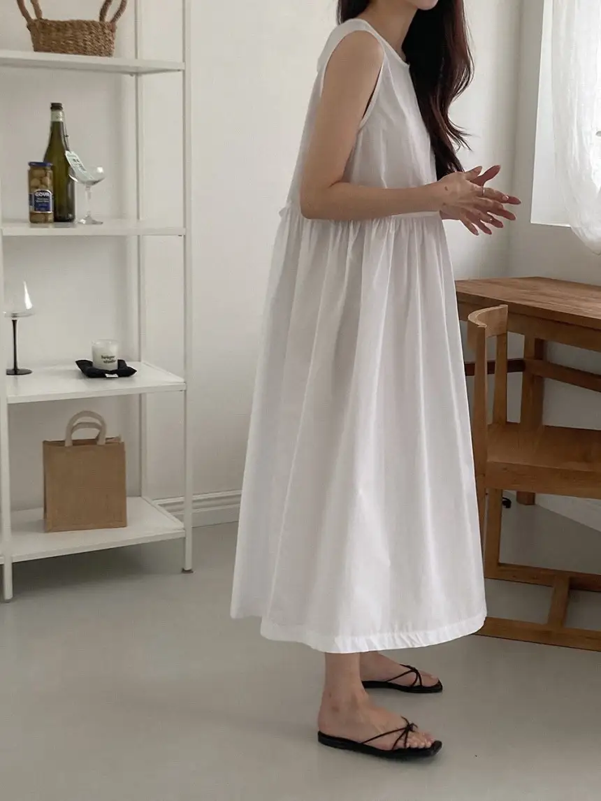 프렌치 감성 끈 장식 민소매 원피스 상세 이미지 15