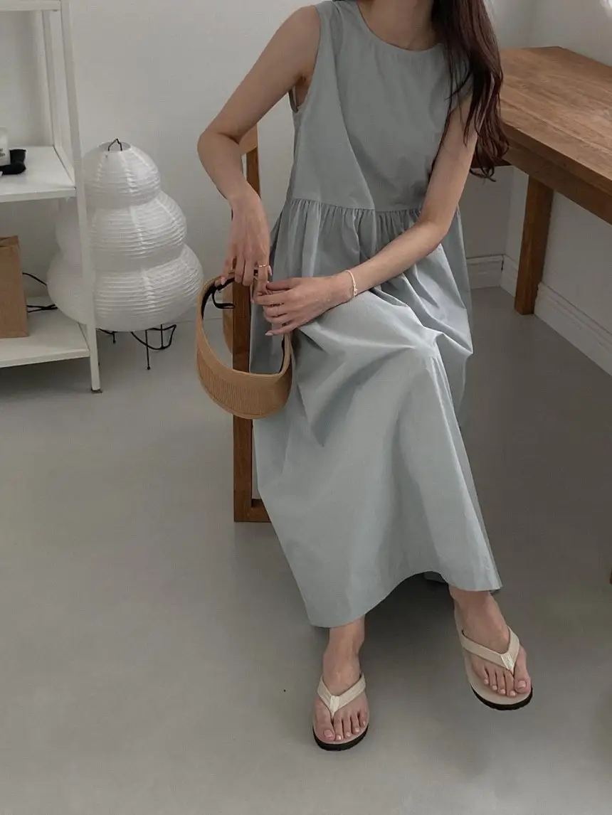 프렌치 감성 끈 장식 민소매 원피스 상세 이미지 21