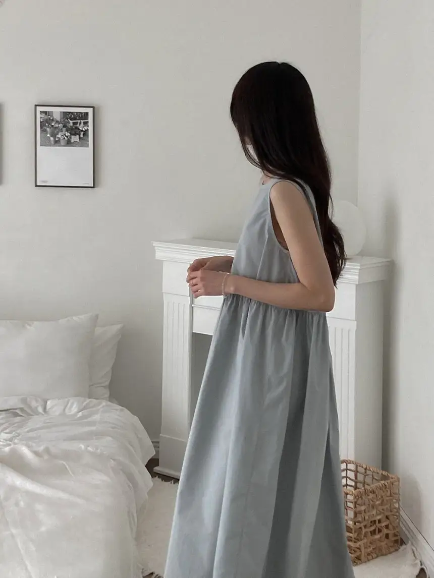 프렌치 감성 끈 장식 민소매 원피스 상세 이미지 25