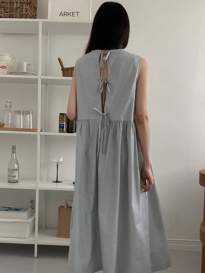 프렌치 감성 끈 장식 민소매 원피스 상세 이미지 35