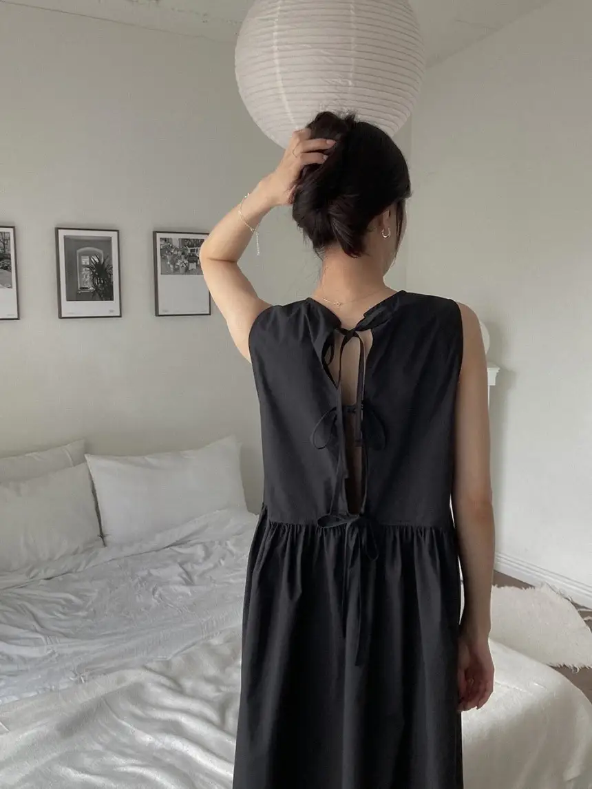 프렌치 감성 끈 장식 민소매 원피스 상세 이미지 49