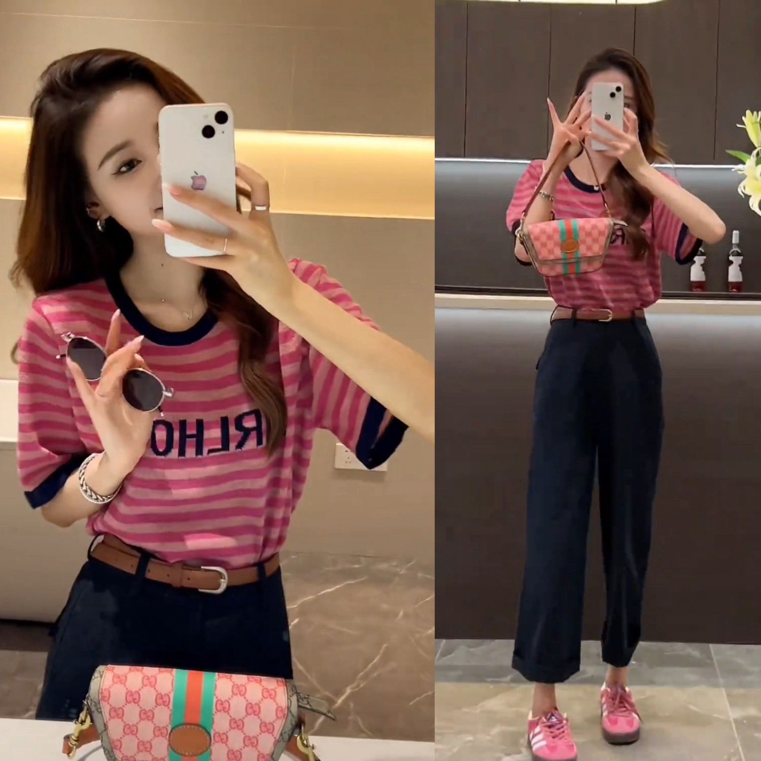 2026 년 여름 새로운 스트라이프 반팔 맨위 단색 루즈핏 미니멀리즘 9 분 바지 캐주얼 바지 투피스 슈트