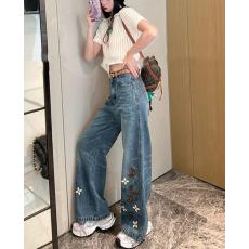 批发NancyCavally浆染lev*s兰<b class='q'>纯</b>斜大牛仔 星月皮标铆钉刺绣直筒<b class='q'>牛仔裤</b>