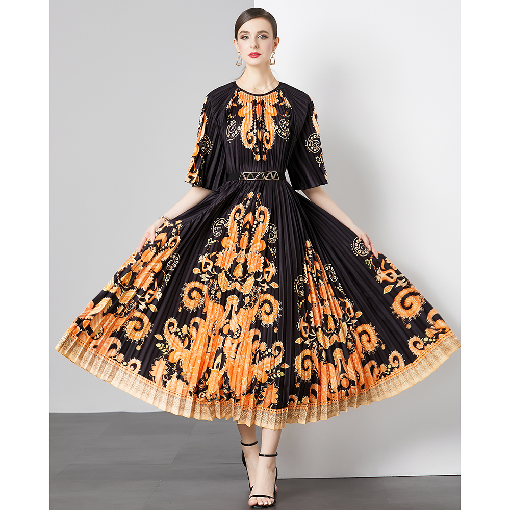 RY1534# 工厂直营 三宅皱褶大量 5.5米超大裙摆 风琴百褶连衣裙