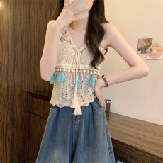 批发实拍实价 新版韩风设计感<b class='q'>镂空</b>宽松洋气短袖上衣