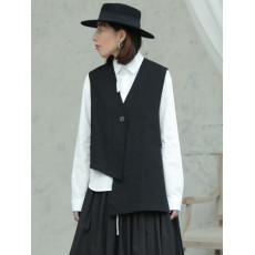 批发设计感小众山本暗黑风不规则马夹女不对称百搭造型师西装马甲春夏