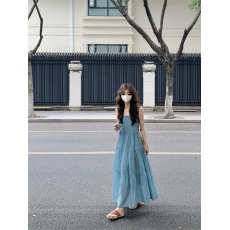 批发实拍实价#格纹吊带连衣裙女夏季新款显瘦度假<b class='q'>背心</b>长裙