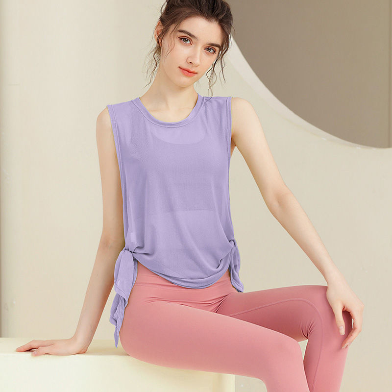 Exterior Perspective Sleeveless Sports Running Vest for Women's Summer Off Shoulder New Yoga Clothing Sunscreen Hoodie_voghion.com