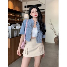 批发实拍复古短款<b class='q'>牛仔</b><b class='q'>外套</b>女2026夏季新款设计感小众百搭短袖<b class='q'>上衣</b>