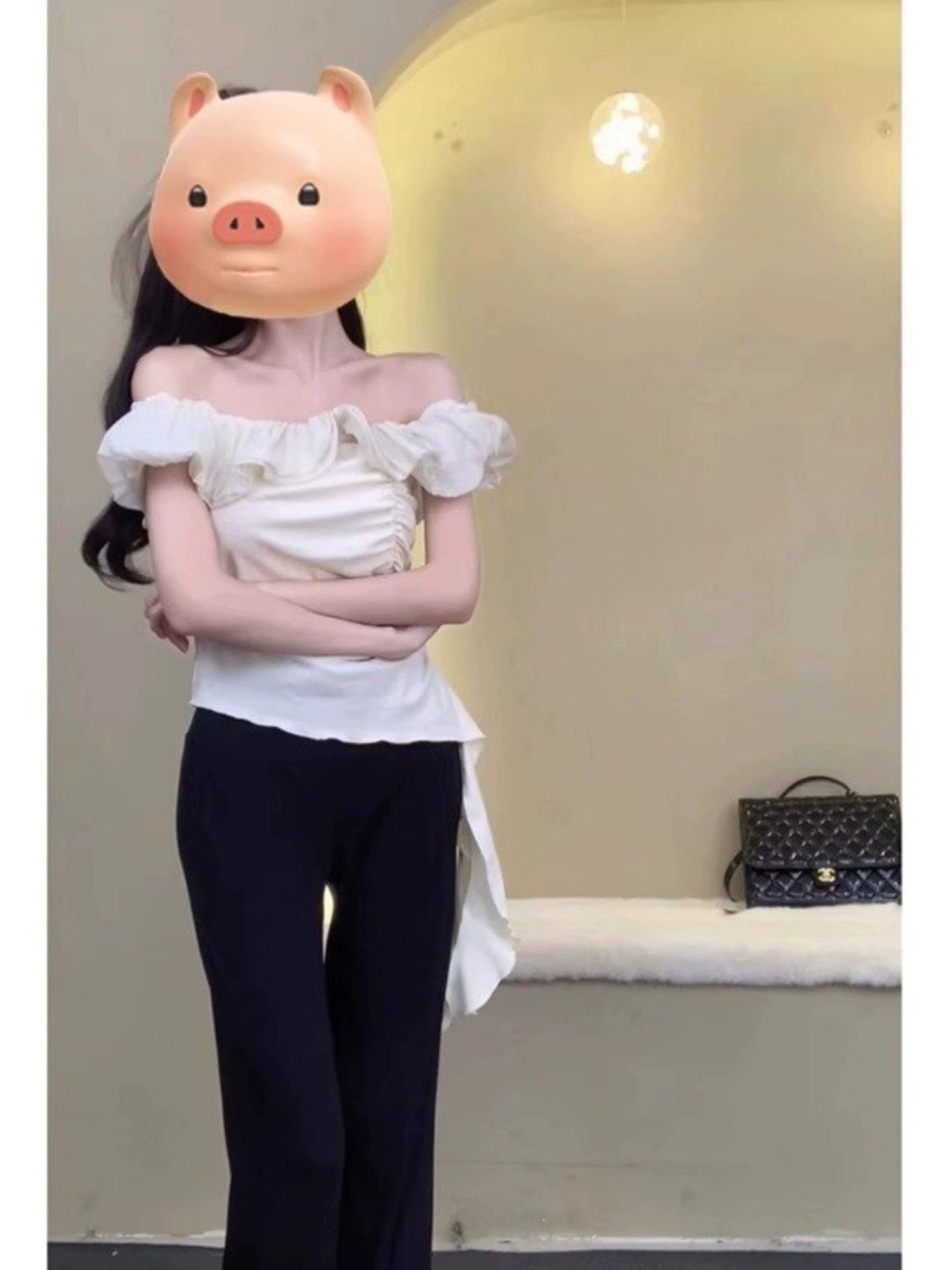 2026 프랑스식 불규칙 오프숄더 반팔 여성 여름 고유 한 Chic 아름다운 몸매 가꾸기 오프숄더 쇄골 작은 맨위