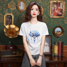 批发实拍夏季女装<b class='q'>套装</b>小个子2026新款新中式国盘扣收腰短袖T恤
