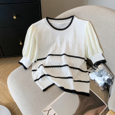 批发实拍 大货 2026夏季新款设计感别致圆领洋气上衣<b class='q'>T</b><b class='q'>恤</b>冰丝针织衫<b class='q'>女</b>