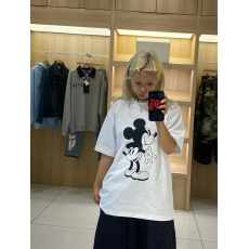 批发直播质量 21支200克精梳紧密100棉后包领插袖<b class='q'>t</b><b class='q'>恤</b>2024卡通<b class='q'>米奇</b>印花