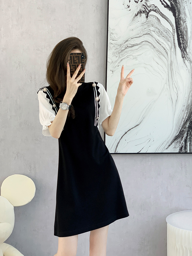 PF9539#气质连衣裙高级感夏季2024新款法式黑色女装小香风设计感冰丝...