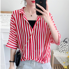 批发外贸爆款~防晒衣雪纺<b class='q'>衬衫</b>设计感洋气短袖上衣V领+内搭背心