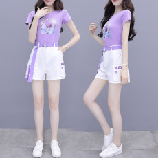 批发S--4XL春夏新款小个子气质洋气减龄女生季时尚短裤两件套休闲