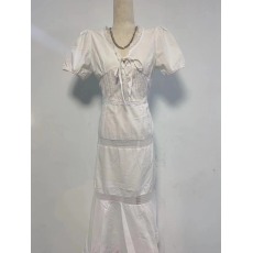 批发DH OFFICIAL 大花<b class='q'>巴洛克</b>情书 Baroque纯白记忆 花边V领<b class='q'>连衣裙</b>，