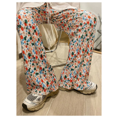 批发外贸原版大码女装褶皱<b class='q'>碎花</b><b class='q'>阔腿裤</b>女压褶风格新款复古时尚拖地<b class='q'>裤</b>