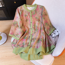 批发<b class='q'>实拍</b>拼色七分袖碎花上衣文艺复古印花棉麻<b class='q'>T</b><b class='q'>恤</b>茶服2026春季新款