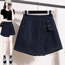 批发实拍夏新款<b class='q'>大码</b>弹力遮肚牛仔短<b class='q'>裙裤</b>胖MM短裤韩版洋气防走光短裙