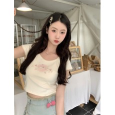 批发满天星 已出货 纯棉 猫猫兔短款T恤女小清新<b class='q'>可爱</b>短袖上衣女