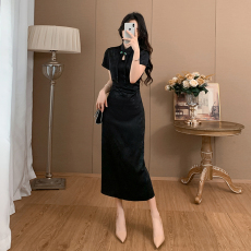 批发新中式连衣裙夏季2026新款<b class='q'>女装</b>国风提花镂空立领改良旗袍裙