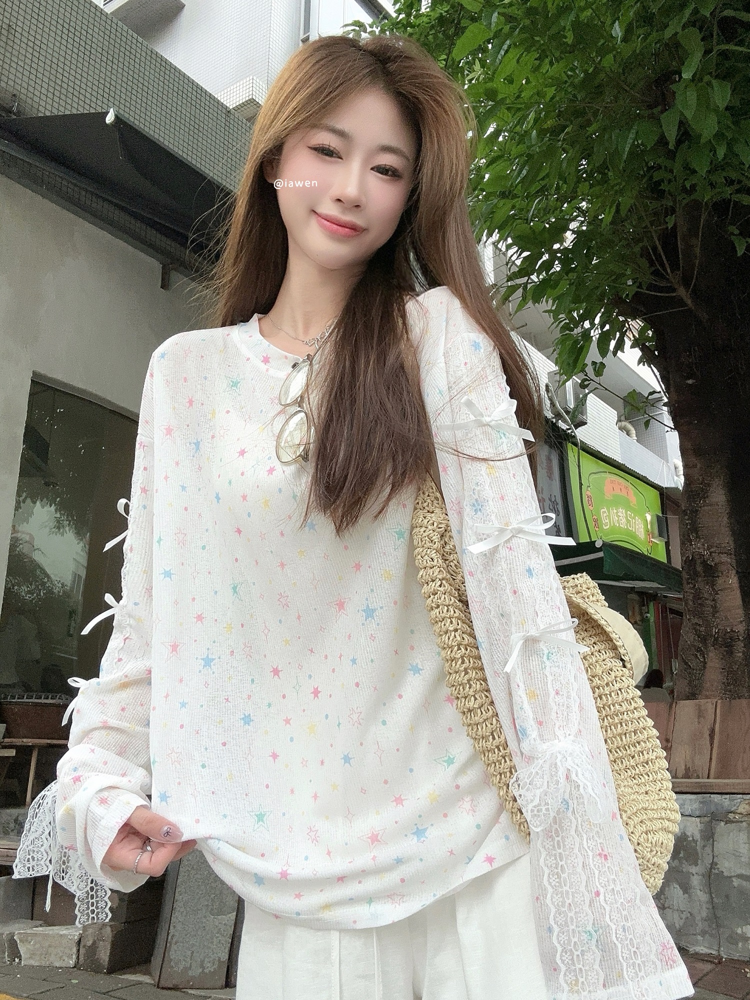 실사 정가 여름 얇은 스타일 프린트 긴팔 태양 보호 셔츠 맨위 작은 대중 별 디자인 센스 티셔츠 여성