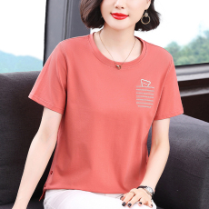 批发<b class='q'>妈妈装</b>2026新款气质刺绣短袖t恤女中老年洋气休闲大码<b class='q'>上衣</b>宽松