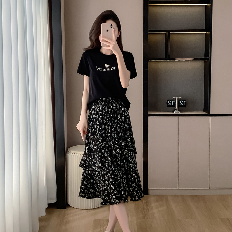 PF9834#夏季新款韩版小个子清新淑女气质上下套装裙女裝貨源服裝批發