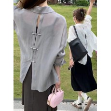 批发官图新中式后背盘扣<b class='q'>开叉</b>长袖薄款防晒衬衫吊带<b class='q'>连衣裙</b>两件套女显瘦