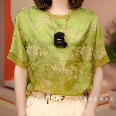 批发夏季薄款<b class='q'>清凉</b>透气短袖t恤衫时尚妈妈富婆衬衫遮肚子遮肉印花小衫