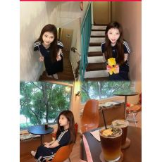 批发21支爽滑棉高质量韩系套装女<b class='q'>夏</b>季短袖T恤运动半身裙休闲两件套