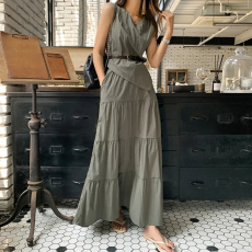 尺寸已更新韩国chic 法式不规则背心上衣+蛋糕半身裙套装  配腰带