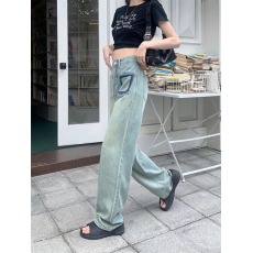 实拍2026年夏季新款高腰牛仔裤女显瘦阔腿裤宽松窄版直筒裤子