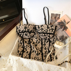 批发实拍复古抹胸小吊带背心女夏法式别致美背<b class='q'>西装</b>内搭打底带胸垫上衣